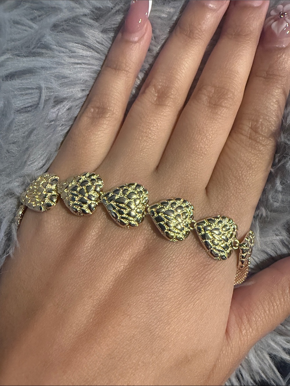 New women’s gold plated nugget bracelet